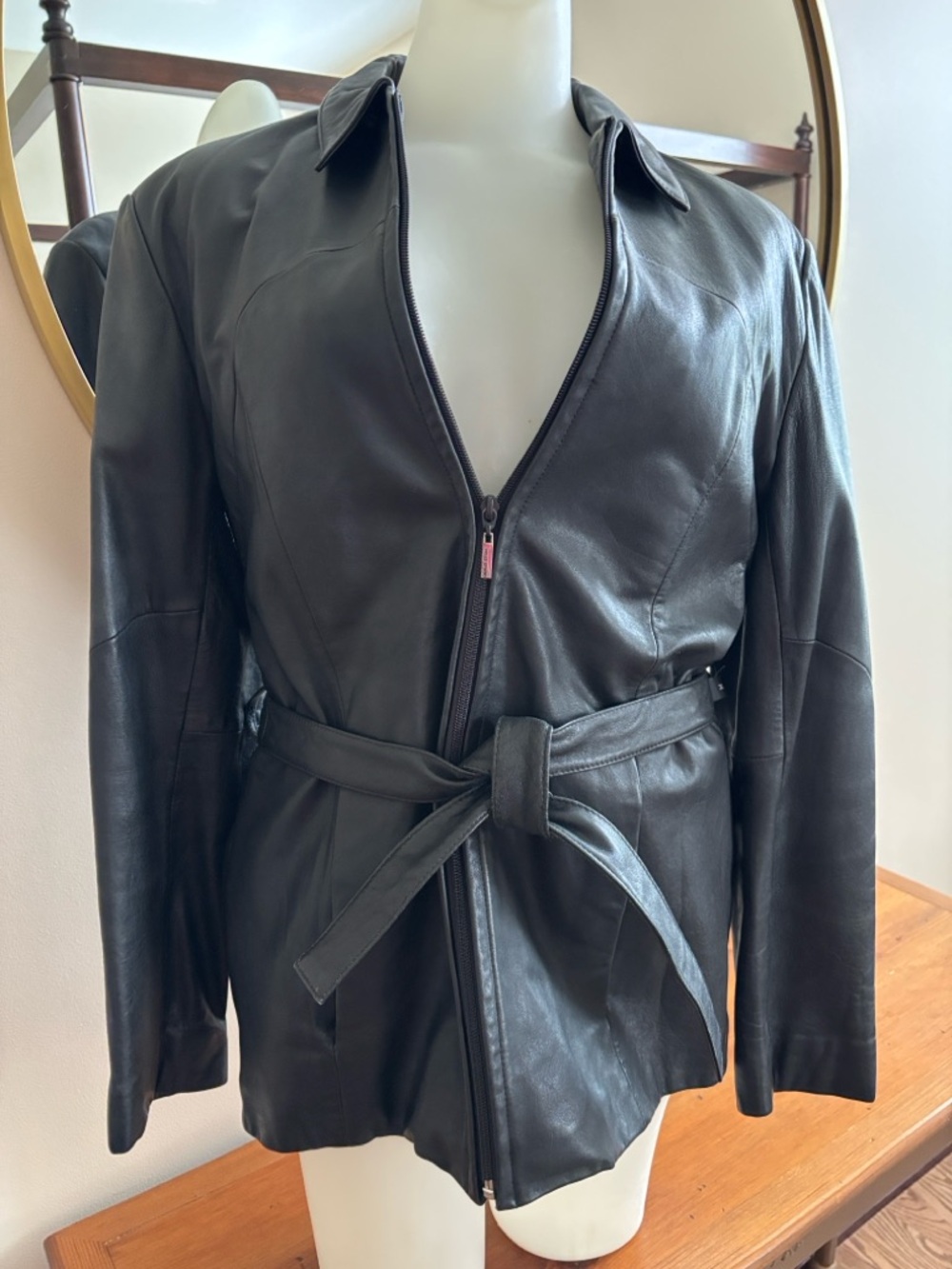 Wilson Black Leather Belted Jacket